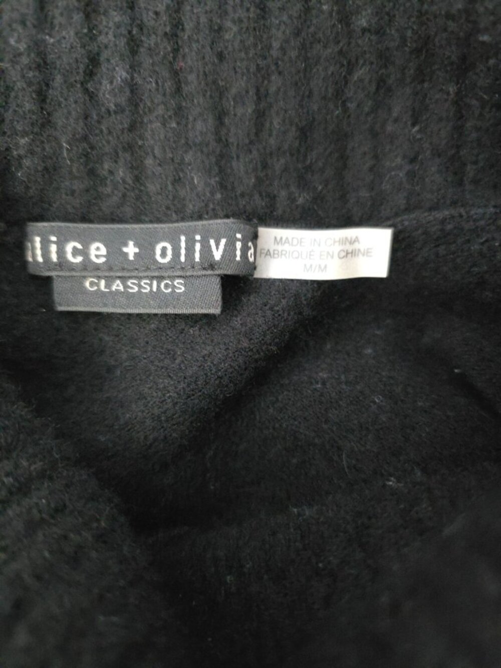 Alice + Olivia BOBBIE Black & White Striped Wool-Cashmere Blend Tunic Sweater M - Picture 6 of 8